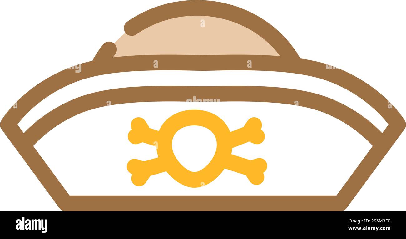 Hut Piraten Farbe Symbol Vektor. Piratenschild mit Hut. Isolierte Symboldarstellung. Hut Pirate Farbe Symbol Vektor Illustration Stock Vektor