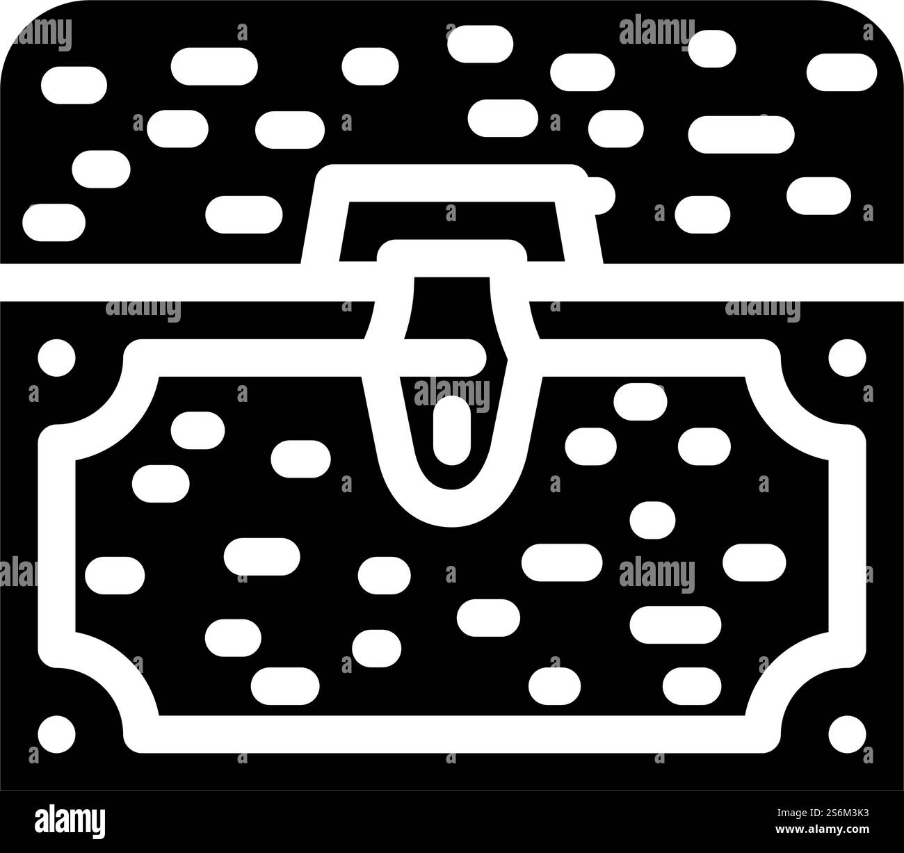 Glyphen-Symbol-Vektor der Schatztruhe. Schatztruhe. Schwarze Abbildung des isolierten Kontursymbols. Schatztruhe Glyphe Symbol Vektor Illustration Stock Vektor