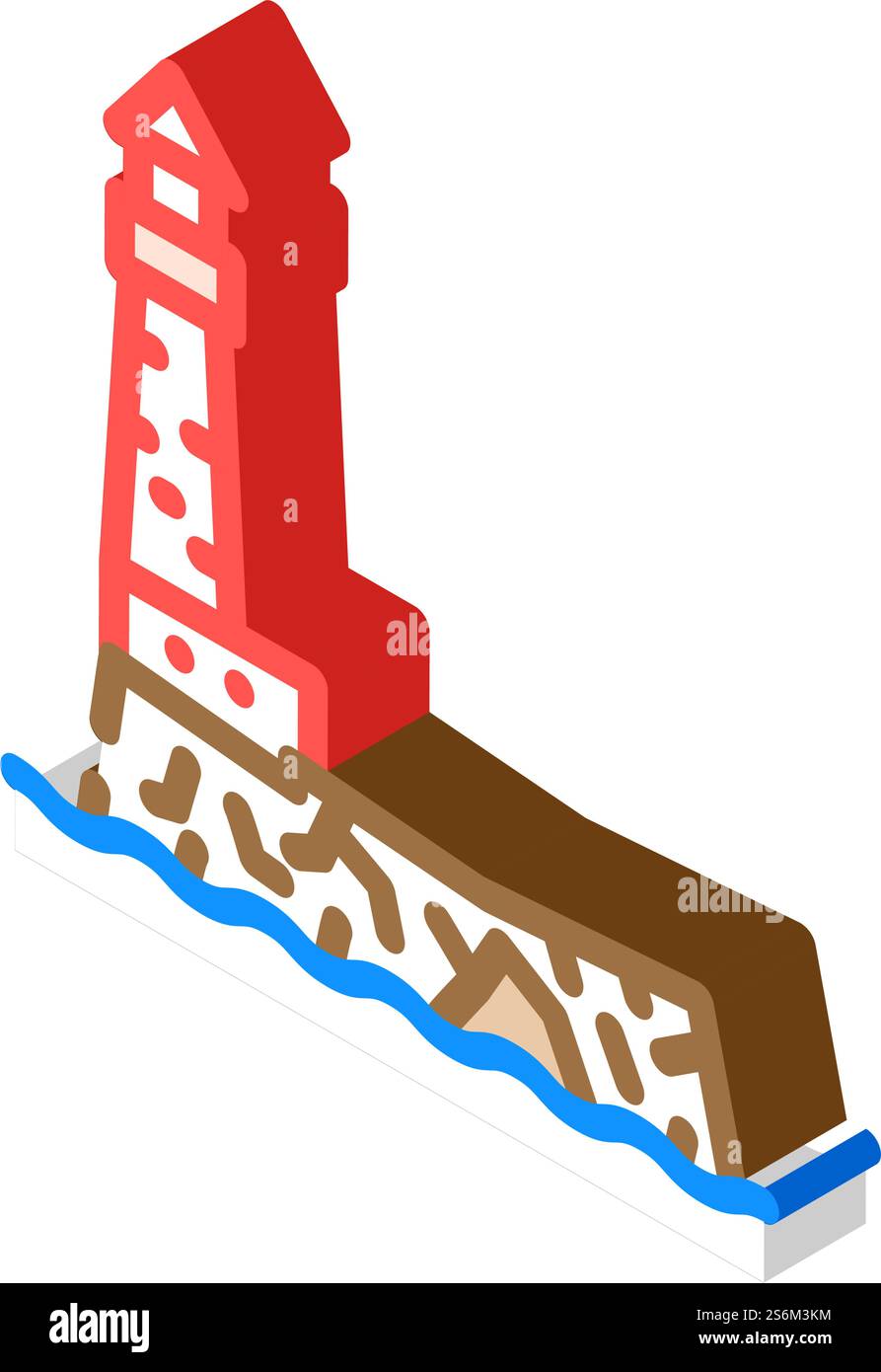 Isometrischer Ikonvektor der Leuchtturminsel. Leuchtturm Island Schild. Isolierte Symboldarstellung. Isometrische Iconvektorillustration der Leuchtturminsel Stock Vektor