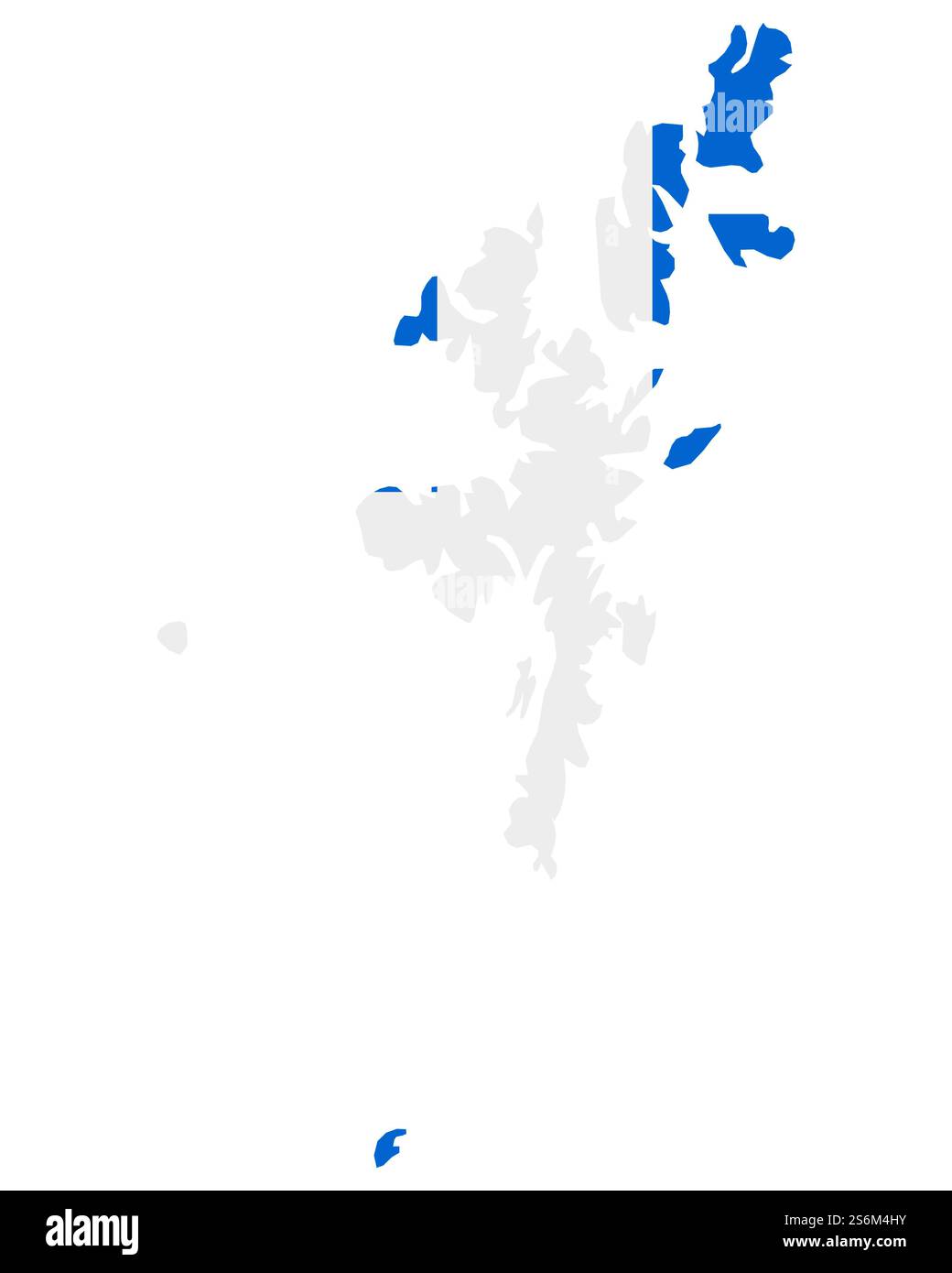 Die Markierung in der Karte der Shetland Inseln Stockfoto