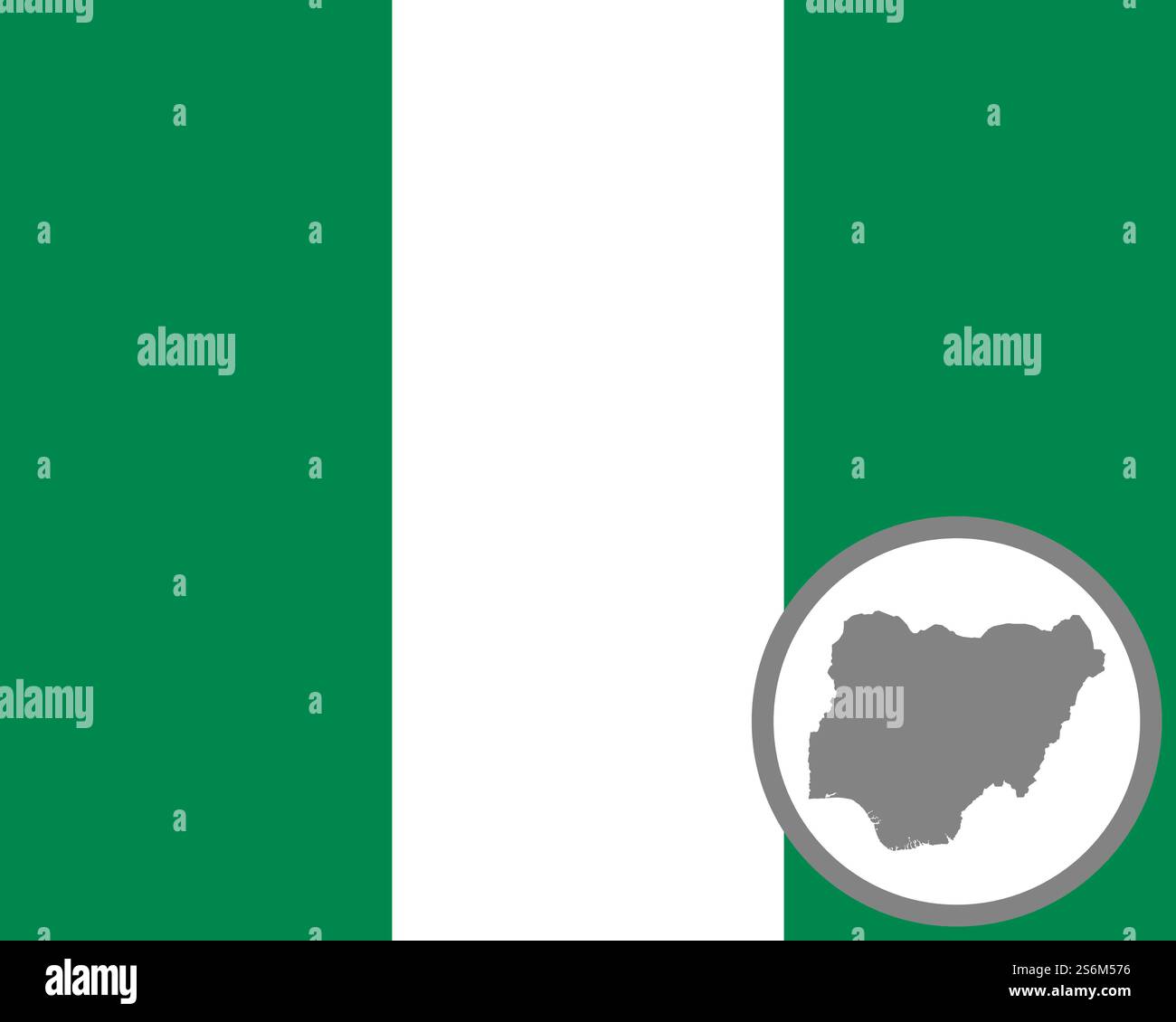 Flagge und Karte von Nigeria Stockfoto