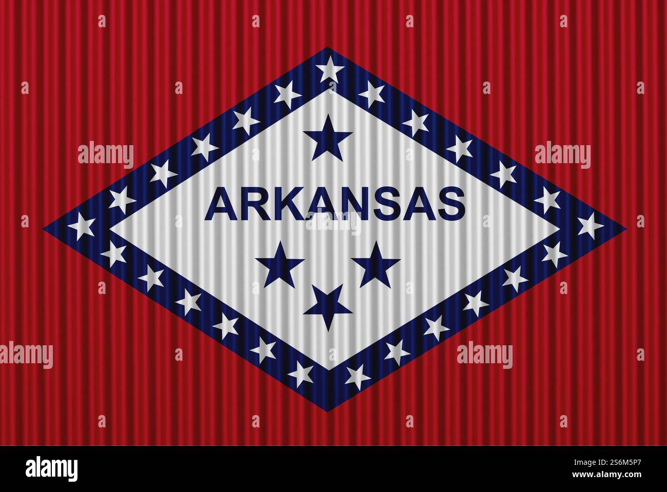 Arkansas Flagge auf Wellblech Stockfoto