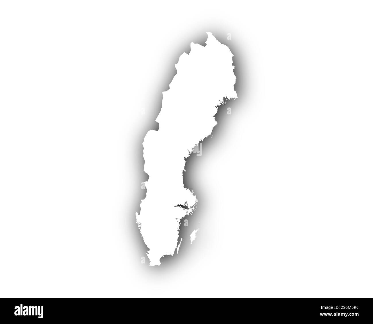 Karte von Schweden mit Schatten Stockfoto