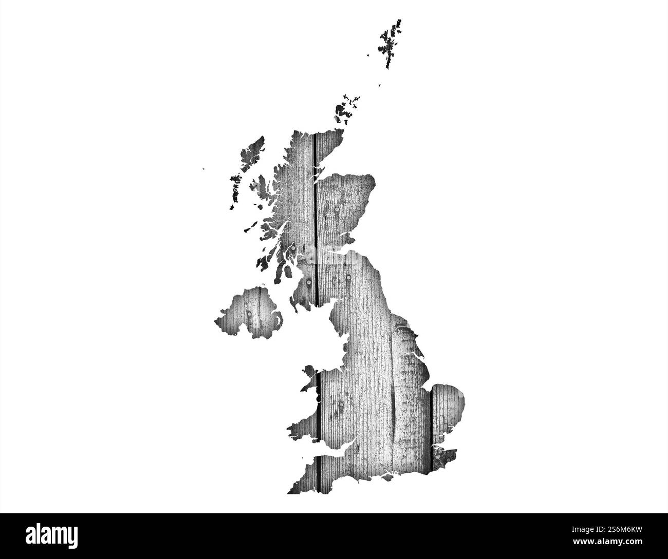 Karte von Großbritannien auf Holz Stockfoto