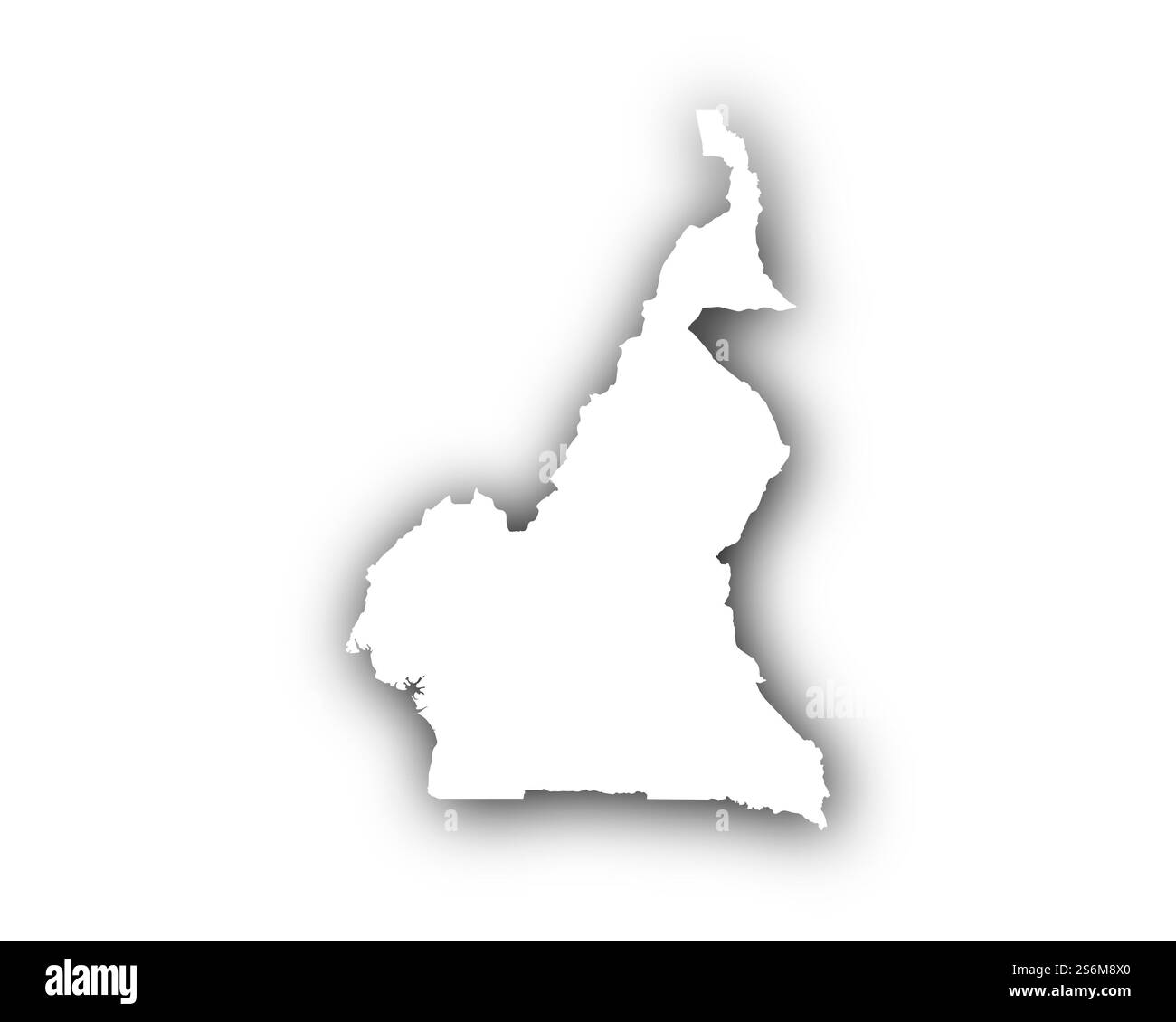 Karte von Kamerun mit Schatten Stockfoto