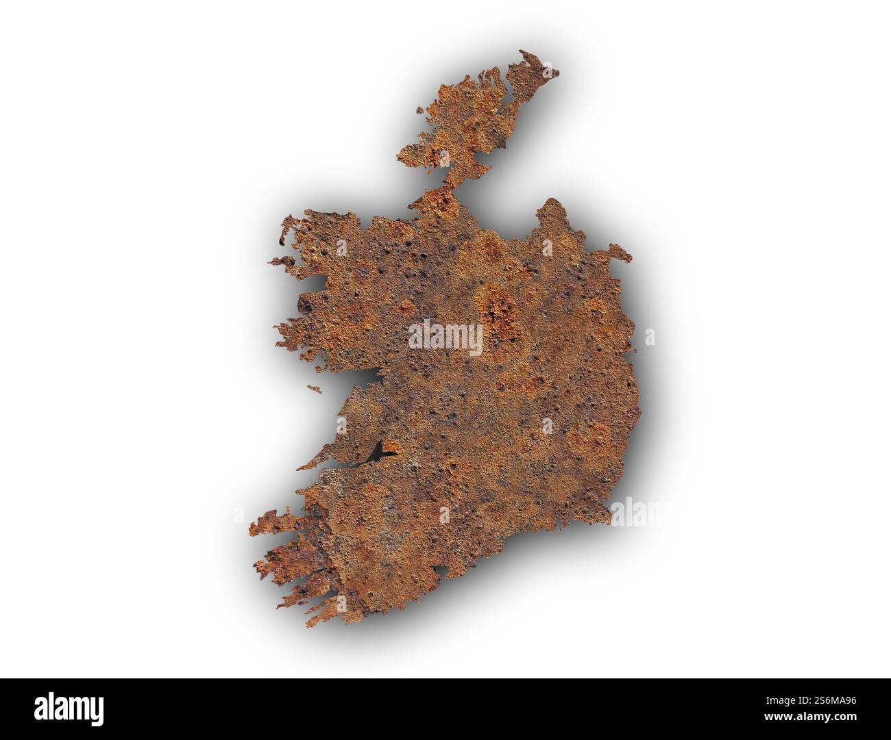 Karte von Irland auf rostigen Metall Stockfoto