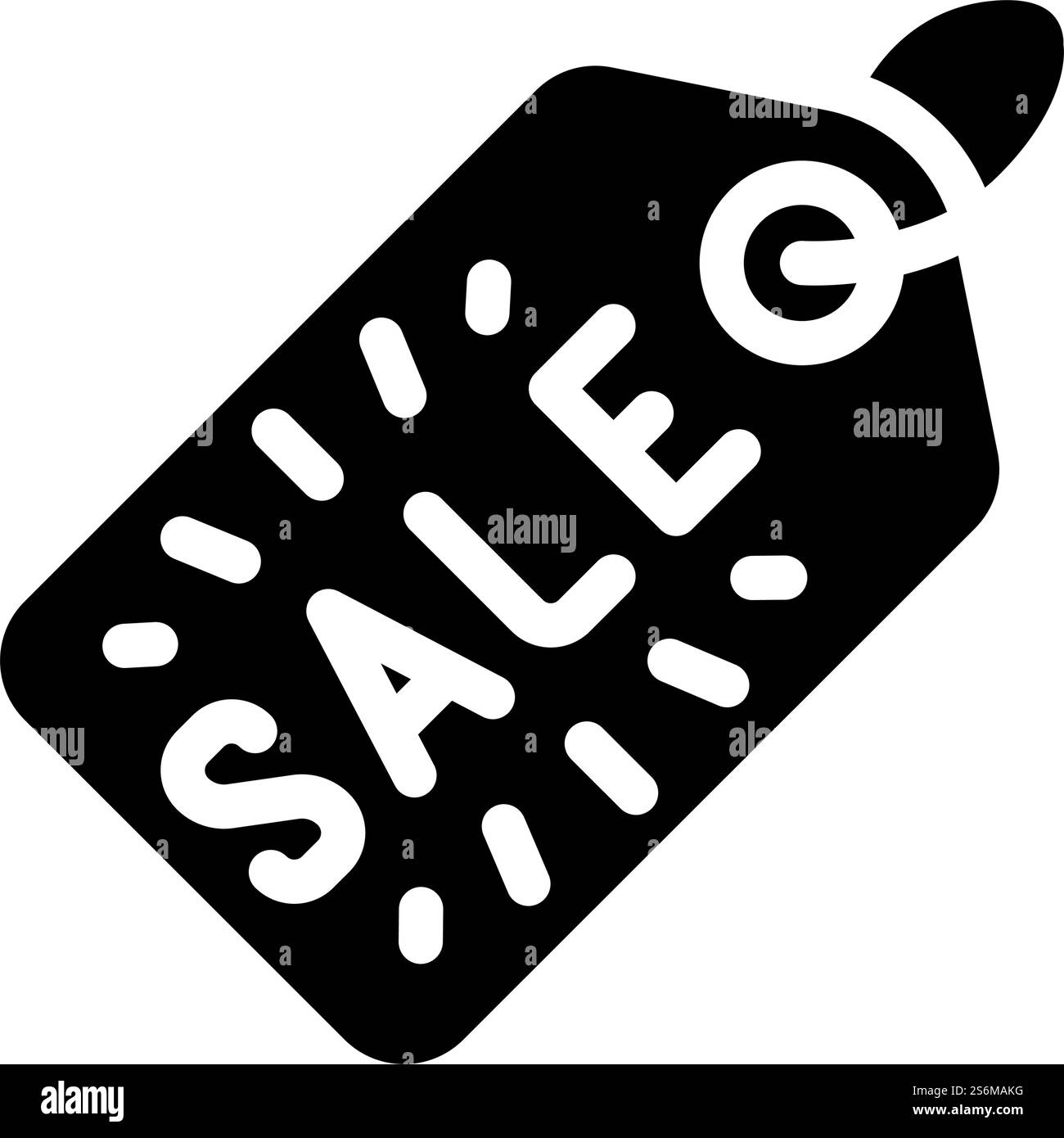 Label Sale Glyphe Symbol Vektor. Schild „Sale“. Schwarze Abbildung des isolierten Kontursymbols. Etikettenverkauf Glyphe Icon Vektor Illustration Stock Vektor