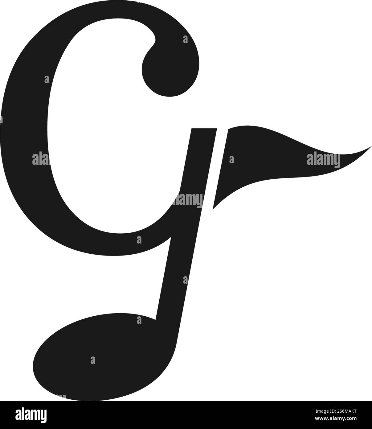 Notennotiz mit C- oder G-Letter-Logo Vektorvorlage Stock Vektor