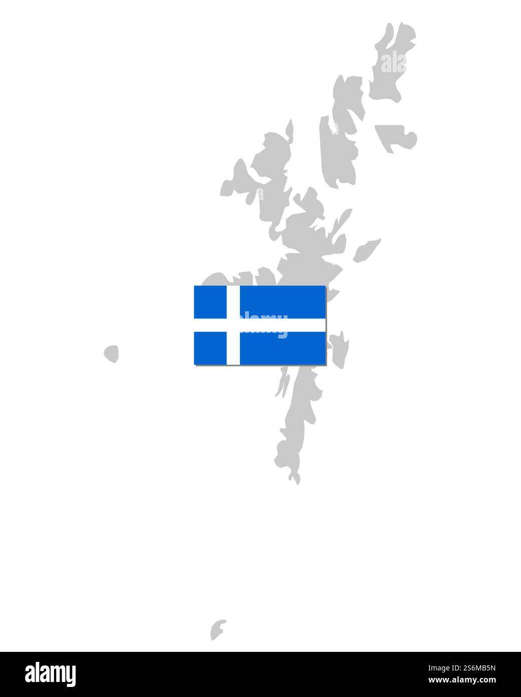 Flagge und Karte der Shetlandinseln Stockfoto