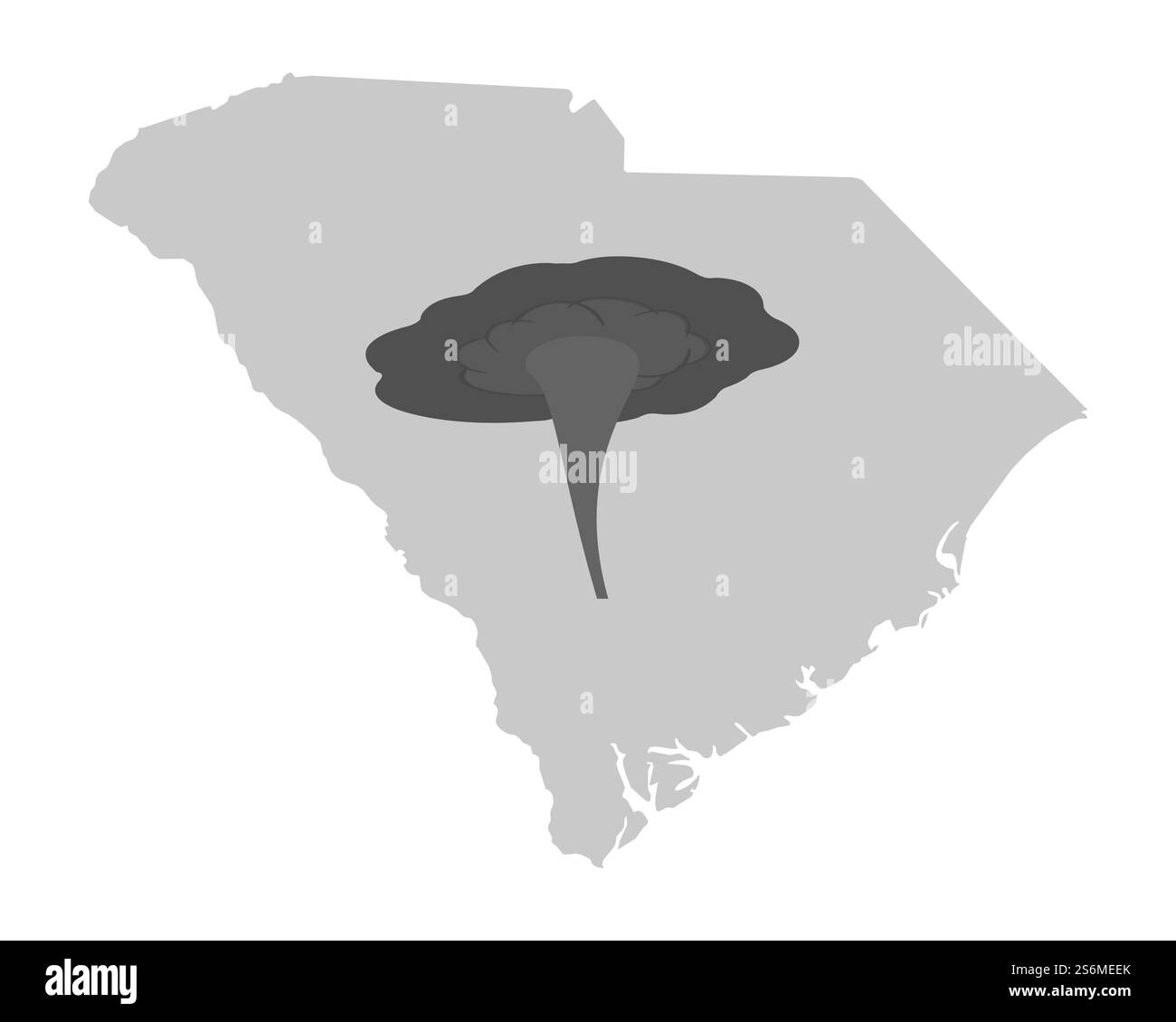 Karte von South Carolina und Tornado Symbol Stockfoto