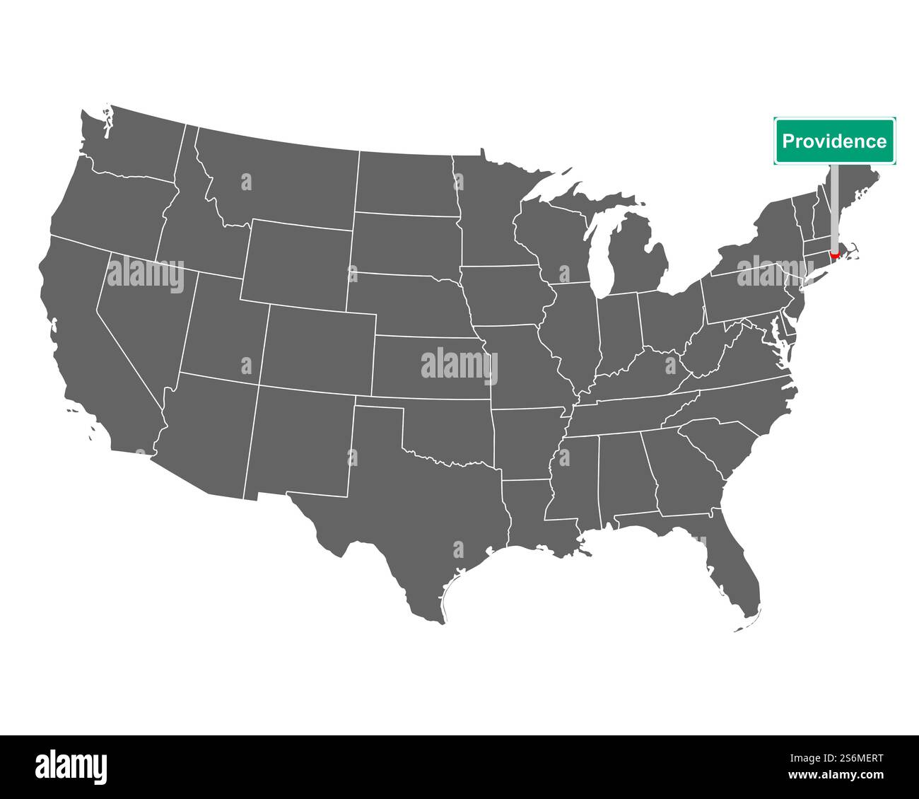 Stadtschild und Karte der USA von Providence Stockfoto