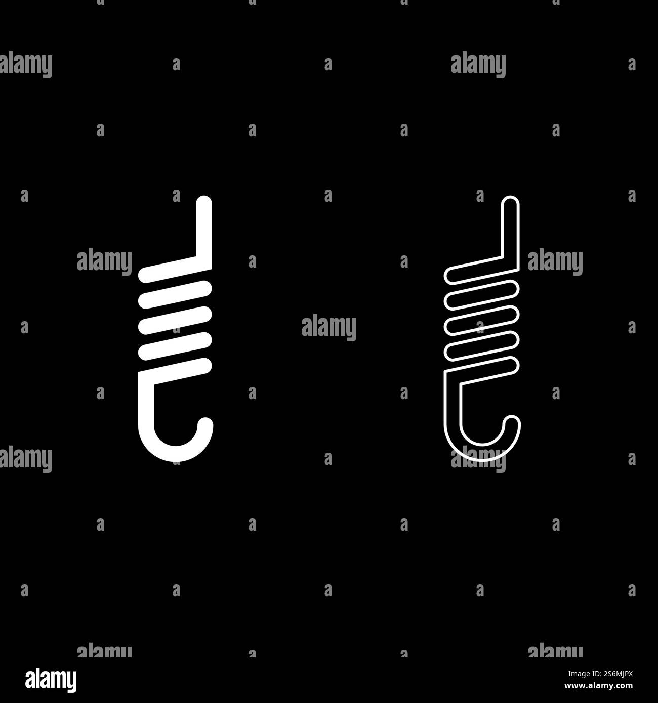 Frühling mit gehäkelter Spiralform Symbol weiße Farbe Vektor Illustration flache Art einfacher Bildsatz. Frühling mit gehäkelter Spiralform Symbol weiße Farbe Vektor Illustration flache Art Bild Satz Stock Vektor