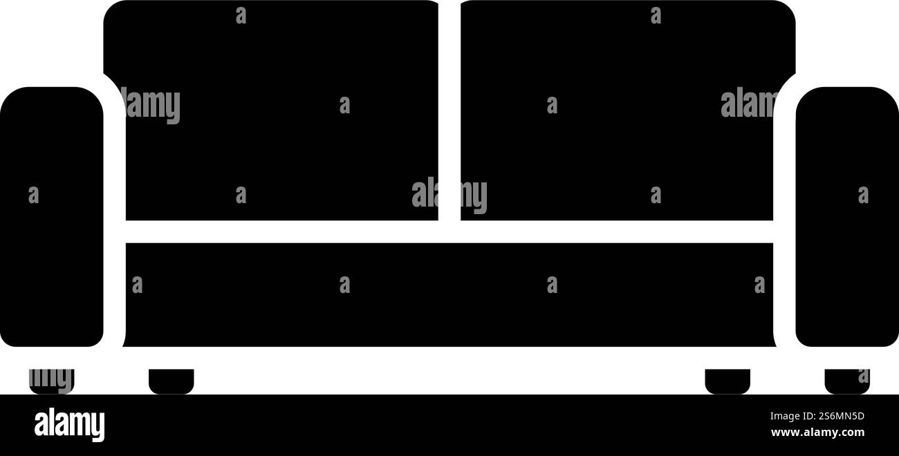 Symbol Für Das Cinema Sofa. Schwarzes Stencil-Design. Vektorgrafik. Stock Vektor
