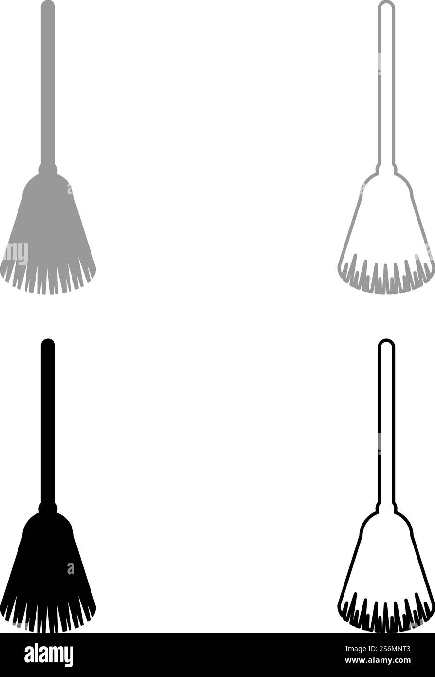 Besen Besom aus Zweigen Werkzeug für die Reinigung Sweep Concept Panicle Halloween Zubehör Set Icon grau schwarz Farbe Vektor Illustration flach Stil einfaches Bild. Besen Besom aus Zweigen Werkzeug für die Reinigung Sweep Konzept Panicle Halloween Zubehör Set Icon grau schwarz Farbe Vektor Illustration flach Stil Bild Stock Vektor