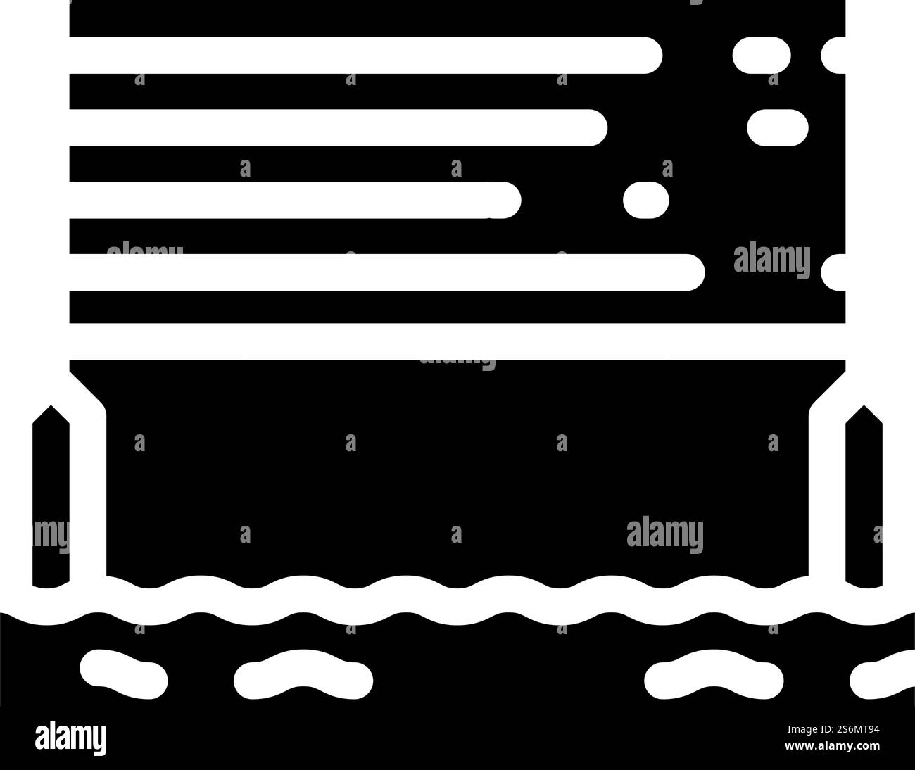 Volleyball auf Wasser Glyphe Symbol Vektor. Volleyball auf Wasserschild. Schwarze Abbildung des isolierten Kontursymbols. Volleyball auf Wasser Glyphe Symbol Vektor Illustration Stock Vektor