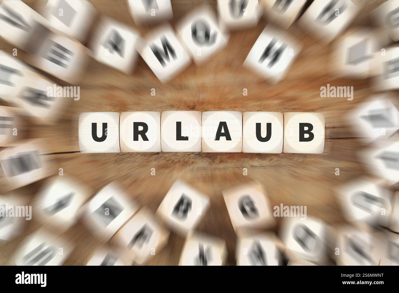 Urlaub Urlaub Erholung Freizeit Arbeit Reise Würfel Business Konzept Idee Stockfoto