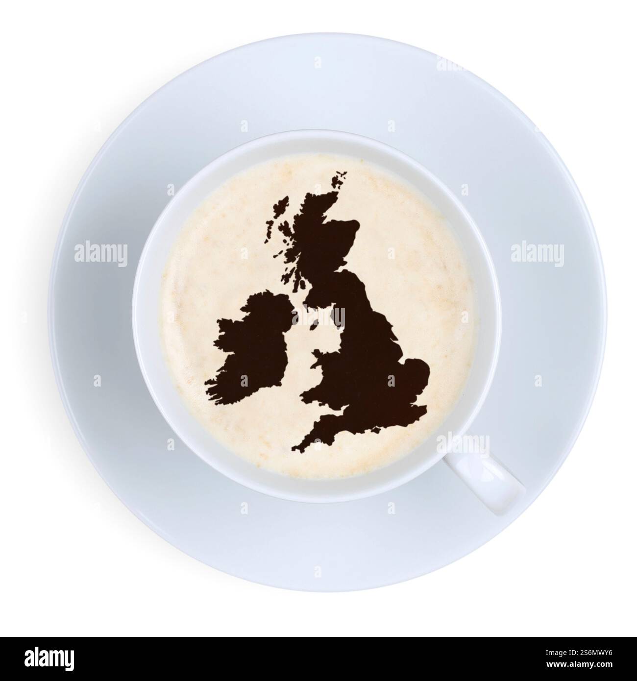 Kaffee Großbritannien und Irland Karte Kaffeepause in Tasse Kaffeetasse Clipping Stockfoto