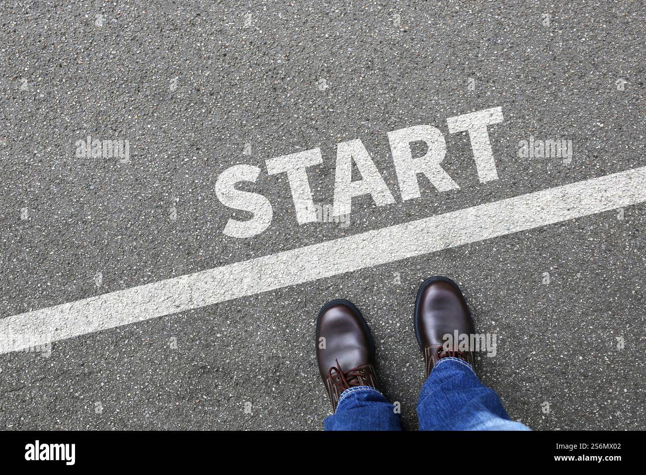 Start Start Start Lauf Rennen Start Geschäftsmann Business Konzept Karriere Motivation Geschäft Stockfoto