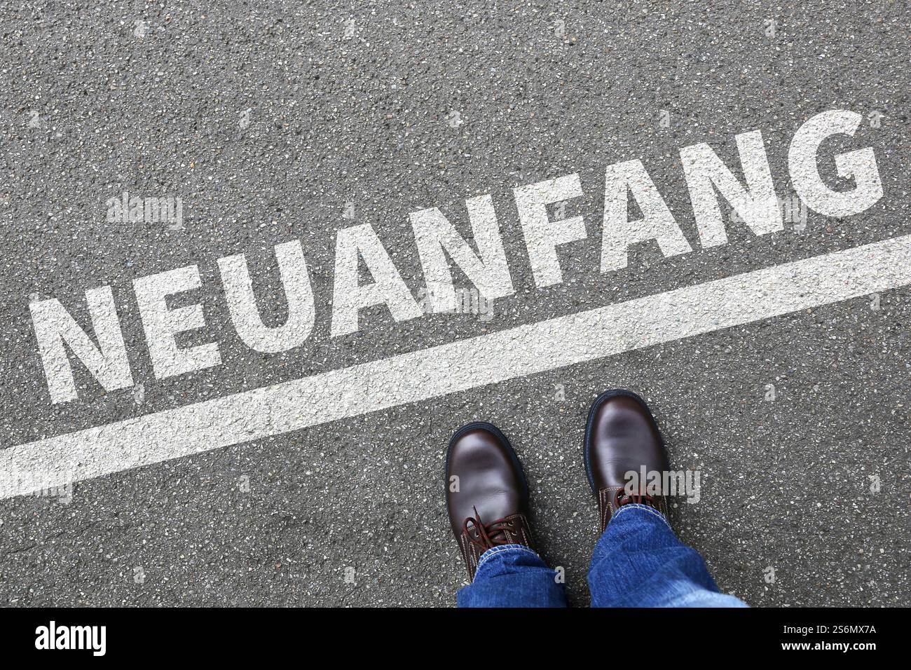 Neuanfang altes neues Leben Start Zukunft vergangene Ziele Erfolg Veränderung Karriere Stockfoto