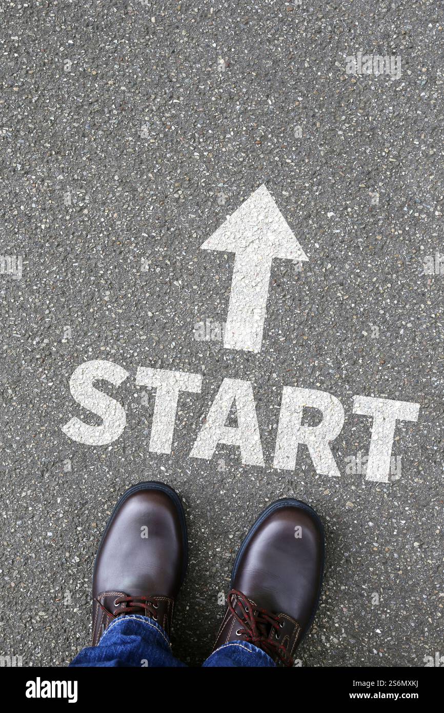 Start Start Start Start Business Konzept Karriere Motivation Wirtschaft Stockfoto