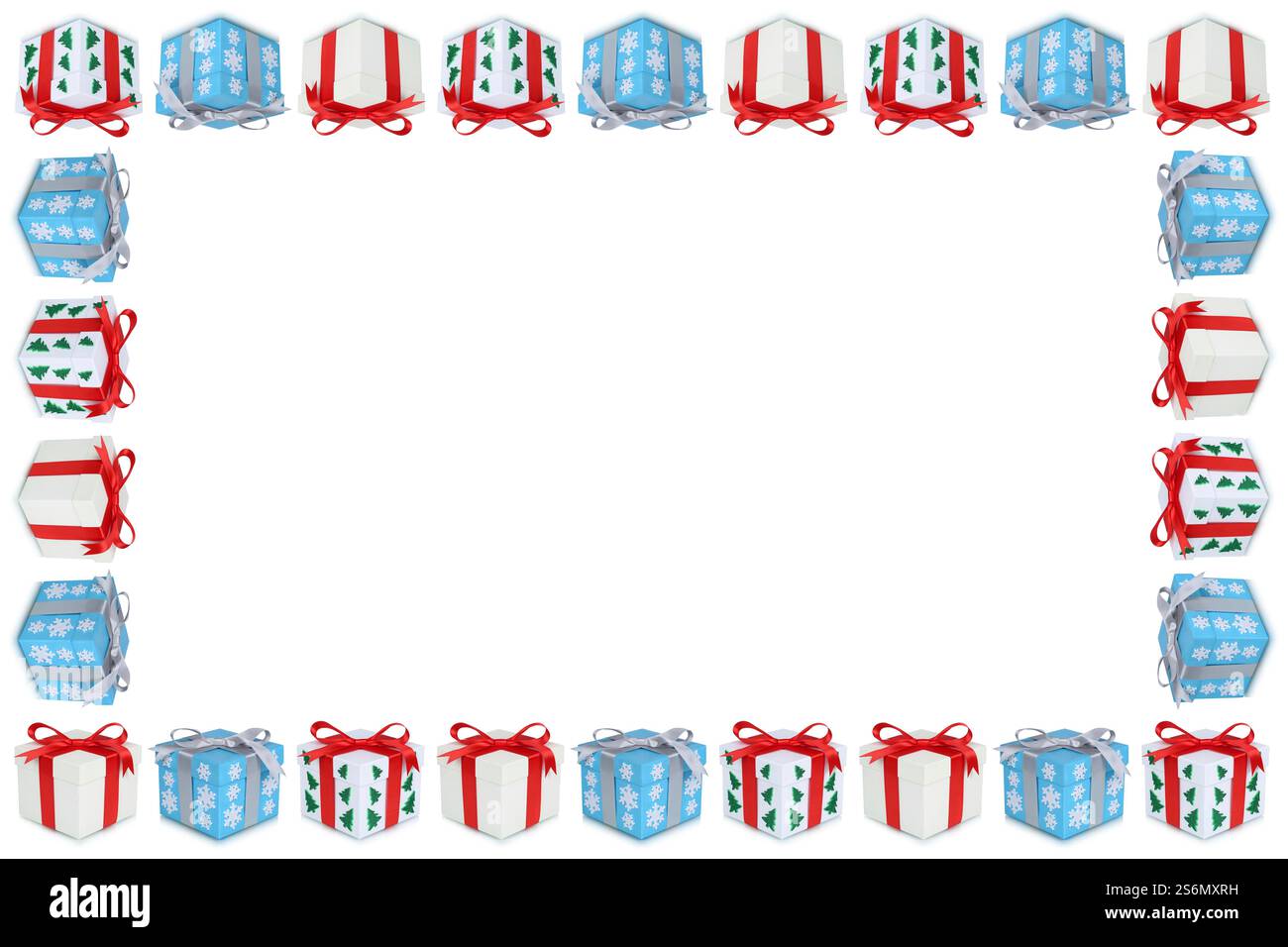 Weihnachtsgeschenke Weihnachtsgeschenk Weihnachtsgeschenk Weihnachtsgeschenke Rahmen Text freier Raum Copyspace abgeschnitten isoliert Stockfoto