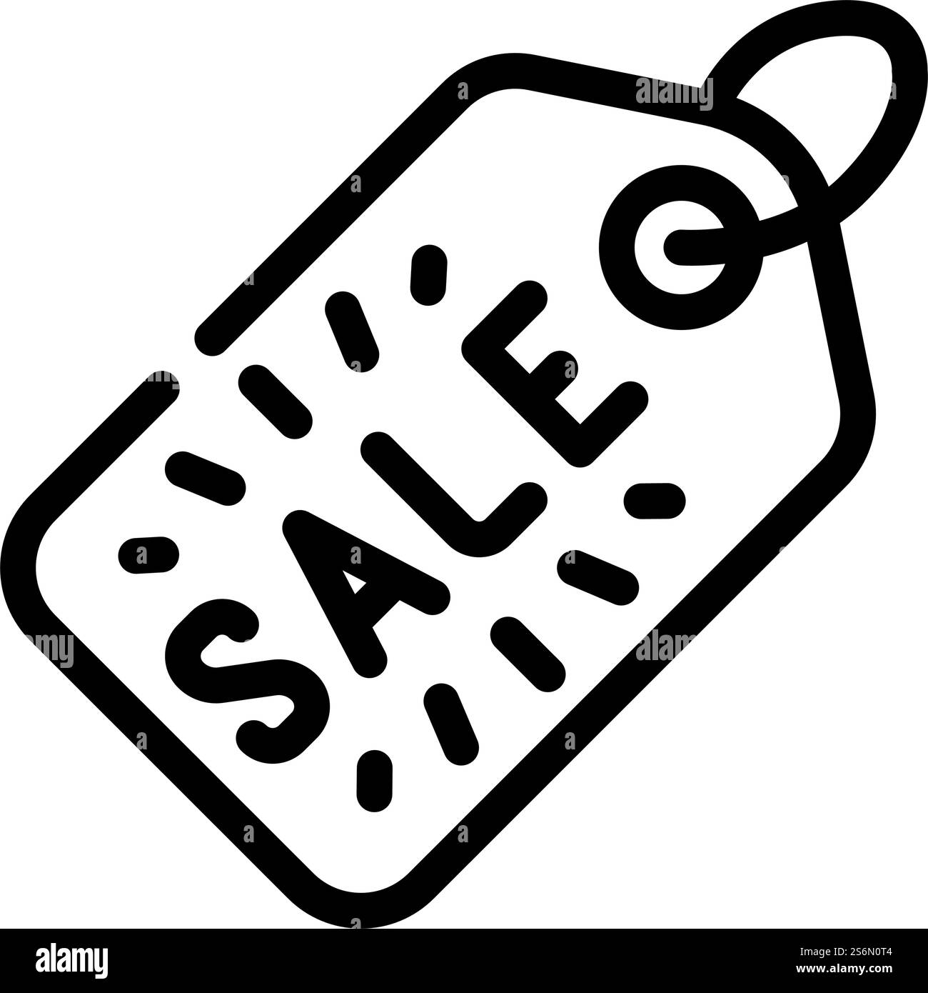 Symbolvektor der Etikettenverkaufsposition. Schild „Sale“. Schwarze Abbildung des isolierten Kontursymbols. Etikett Verkaufslinie Symbol Vektor Illustration Stock Vektor