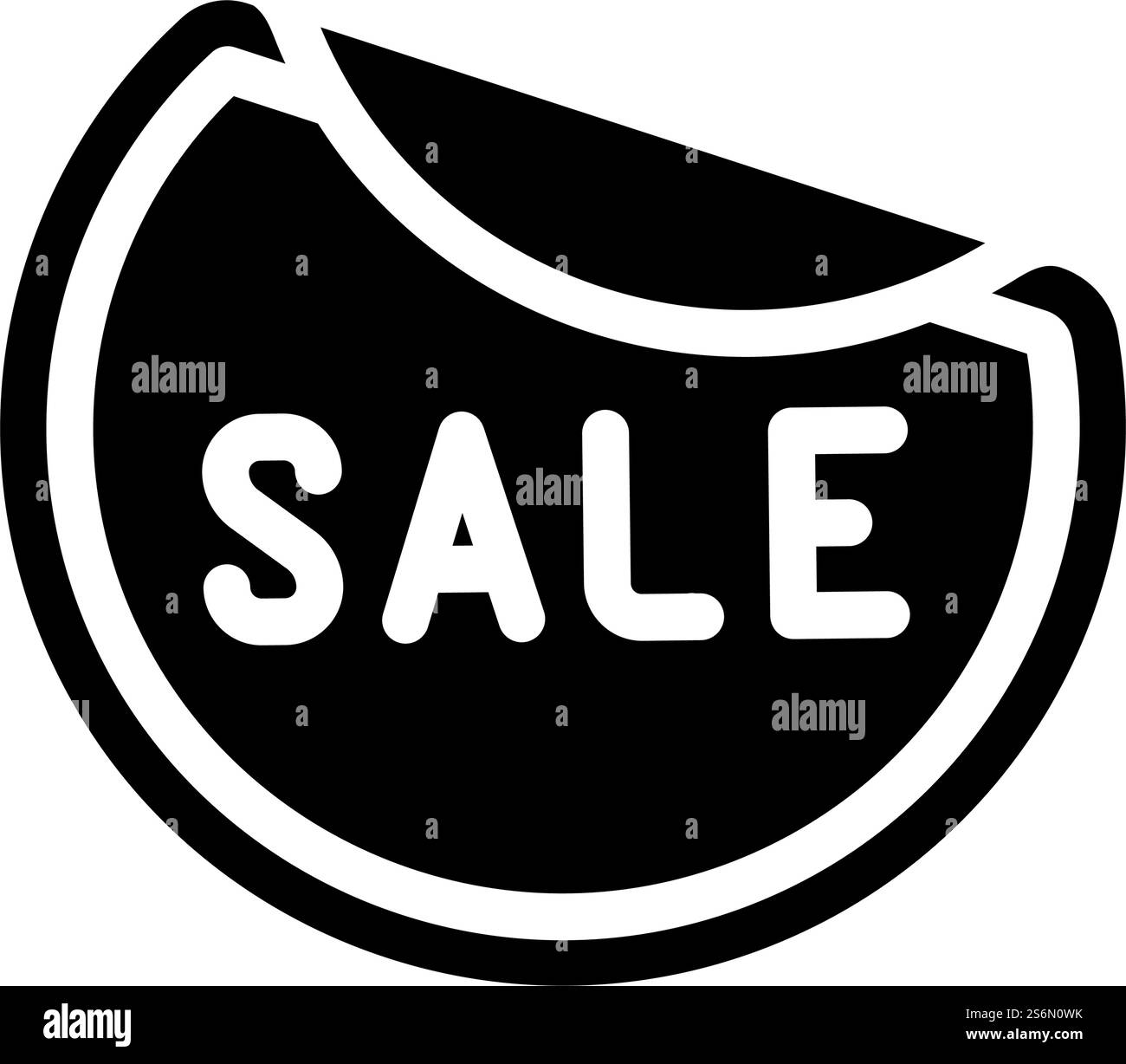 Aufkleber Verkauf Glyphe Symbol Vektor. Aufkleber Verkaufsschild. Schwarze Abbildung des isolierten Kontursymbols. Aufkleber Verkauf Glyphe Symbol Vektor Illustration Stock Vektor