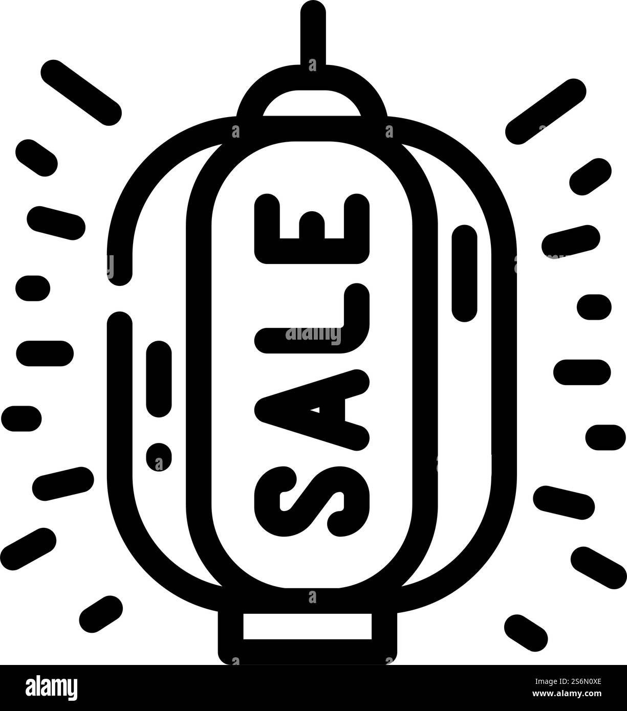Laterne Verkauf Linie Symbol Vektor. Laterne Verkaufsschild. Schwarze Abbildung des isolierten Kontursymbols. Laterne Verkauf Linie Symbol Vektor Illustration Stock Vektor