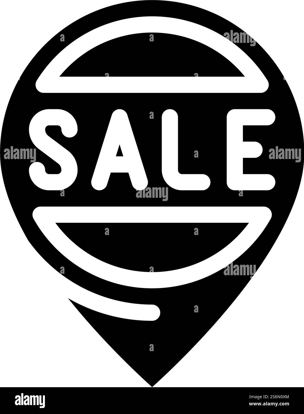 Standort Verkauf Glyphe Symbol Vektor. Verkaufsschild für Standort. Schwarze Abbildung des isolierten Kontursymbols. Standort Verkauf Glyphe Symbol Vektor Illustration Stock Vektor