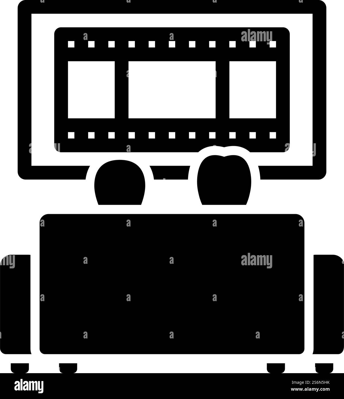 Symbol Für Das Cinema Sofa. Schwarzes Stencil-Design. Vektorgrafik. Stock Vektor