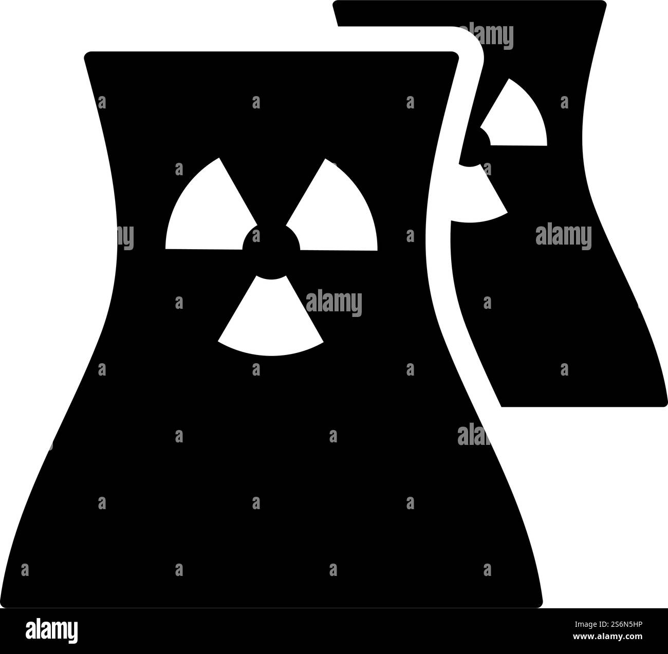 Symbol Für Die Nuklearstation. Schwarzes Stencil-Design. Vektorgrafik. Stock Vektor