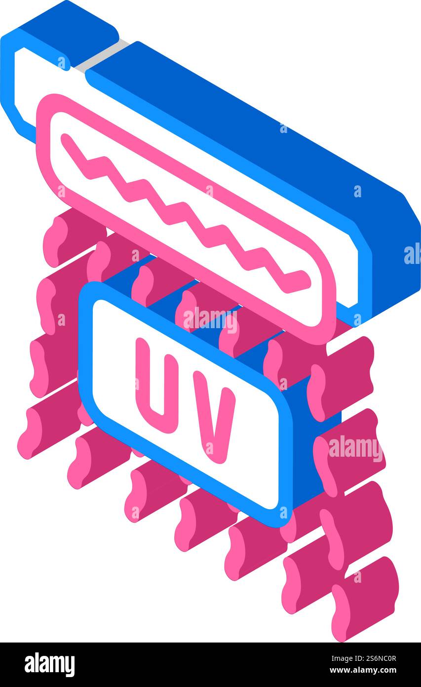 Isometrischer Symbolvektor für ultraviolette Wellen. UV-Wellenzeichen. Isolierte Symboldarstellung. Illustration isometrischer Ikonen für ultraviolette Wellen Stock Vektor