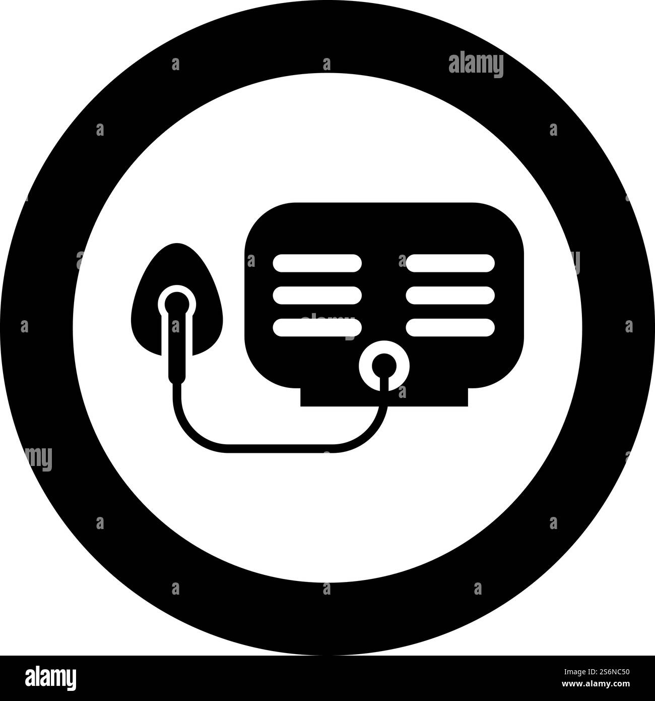 Inhalator Vernebler medizinische Aerosolausrüstung Symbol im Kreis Runde schwarze Farbe Vektor Illustration solide Umrissstil einfaches Bild. Inhalator Vernebler medizinische Aerosolausrüstung Symbol im Kreis Runde schwarze Farbe Vektor Illustration solide Umrissstil Bild Stock Vektor