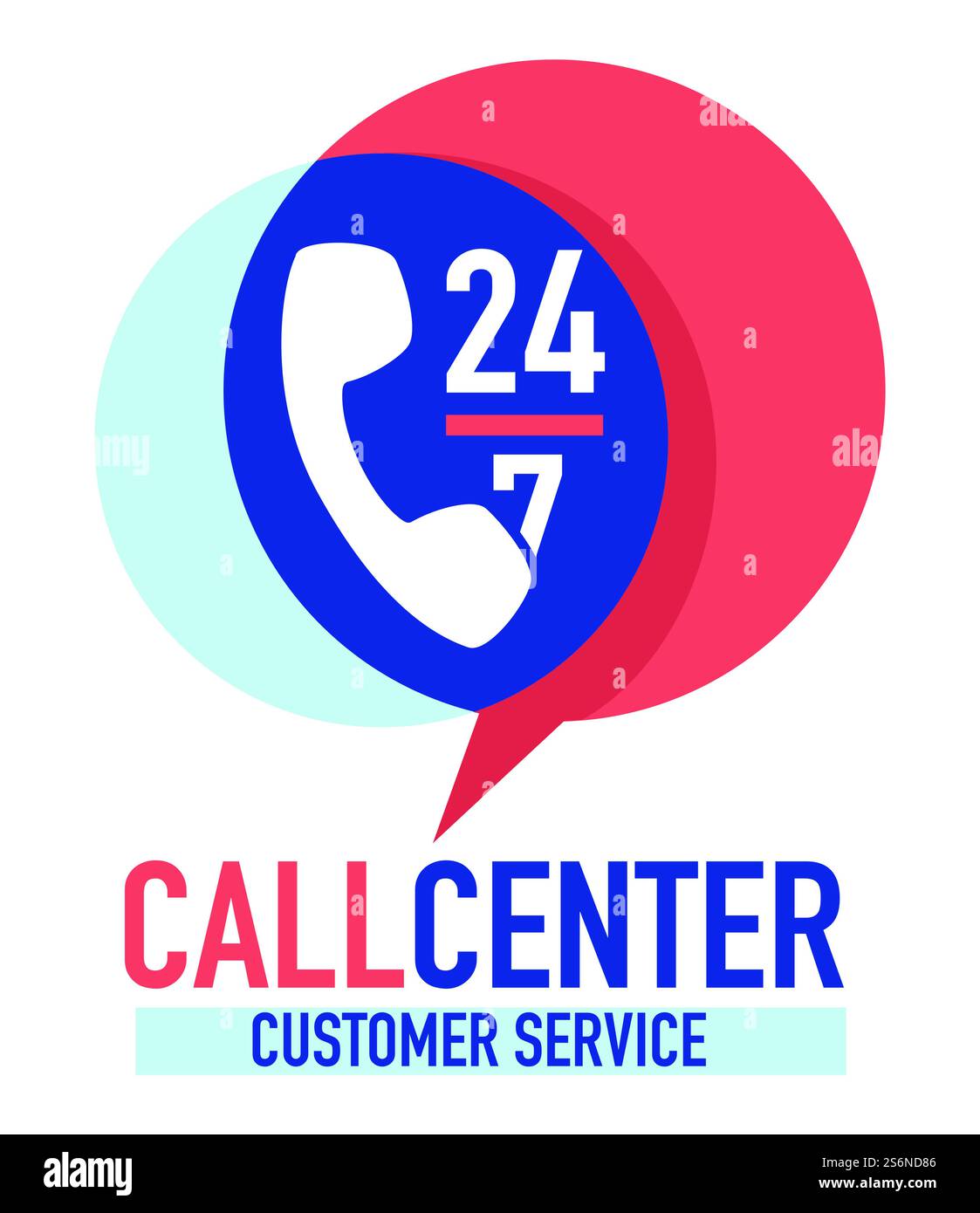 Kundenservice rund um die Uhr, Callcenter mit Hilfe und Support für Kunden. Hotline oder Helpdesk, telefonische oder Online-Beratung zu Problemen. Hilfreiches Gespräch zur Lösung von Problemen, Vektor in flacher Form. Callcenter-Kundenservice rund um die Uhr Support oder Hotline für Kunden Stock Vektor