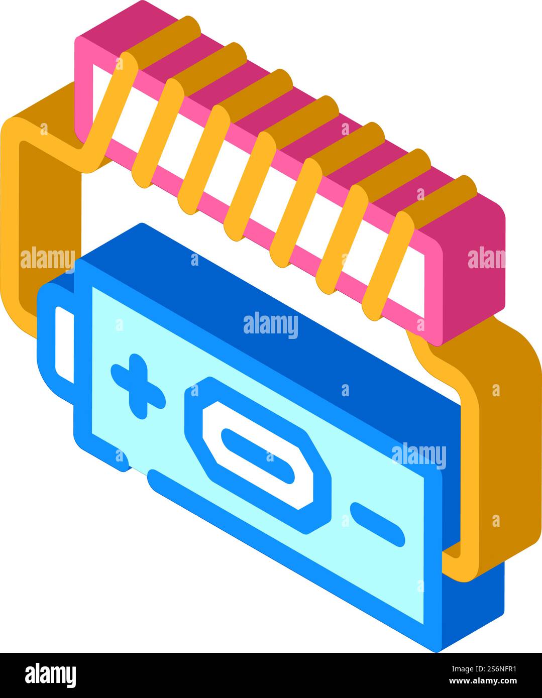 Elektromagnetischer isometrischer Symbolvektor der Batterie. Elektromagnetisches Batteriesymbol. Isolierte Symboldarstellung. Abbildung des elektromagnetischen isometrischen Symbols der Batterie Stock Vektor
