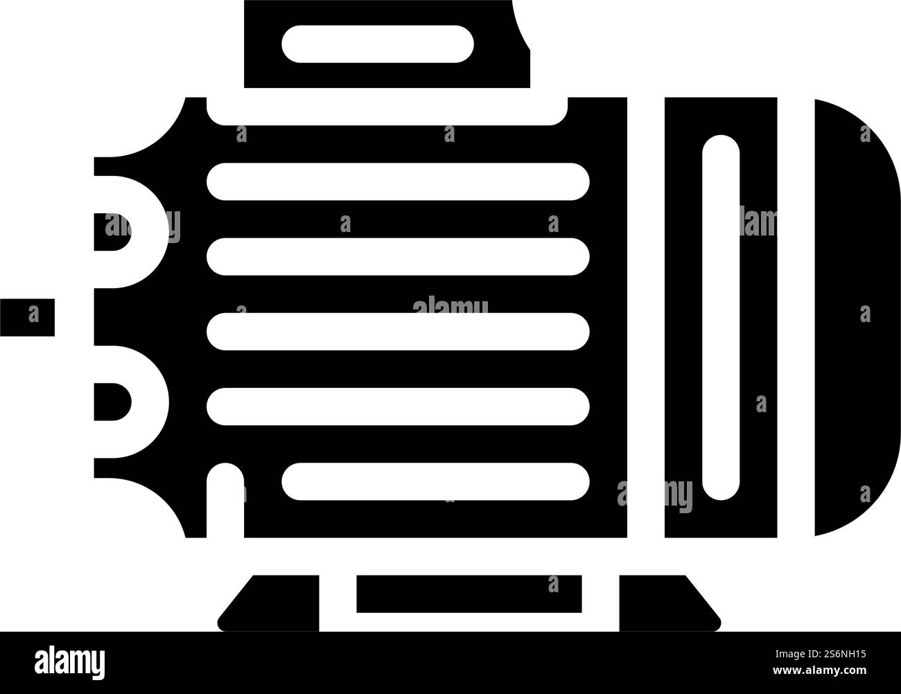 Glyphe-Symbolvektor für elektrischen Generator. Schild für elektrischen Generator. Schwarze Abbildung des isolierten Kontursymbols. Illustration des Glyphen-Symbols für elektrischen Generator Stock Vektor