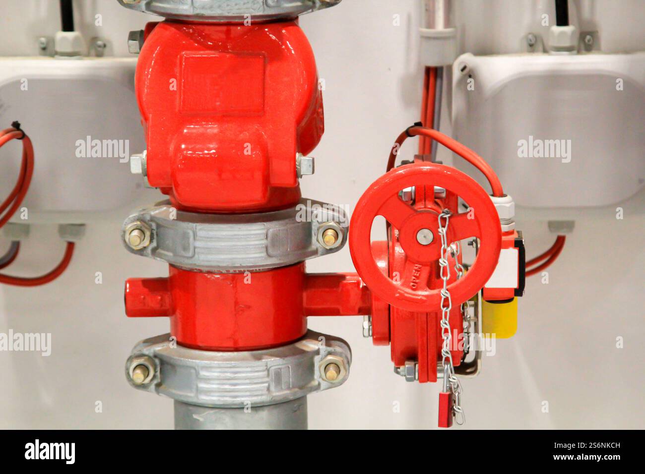 Nahaufnahme einer Absperrarmatur für eine Sprinkleranlage Stockfoto