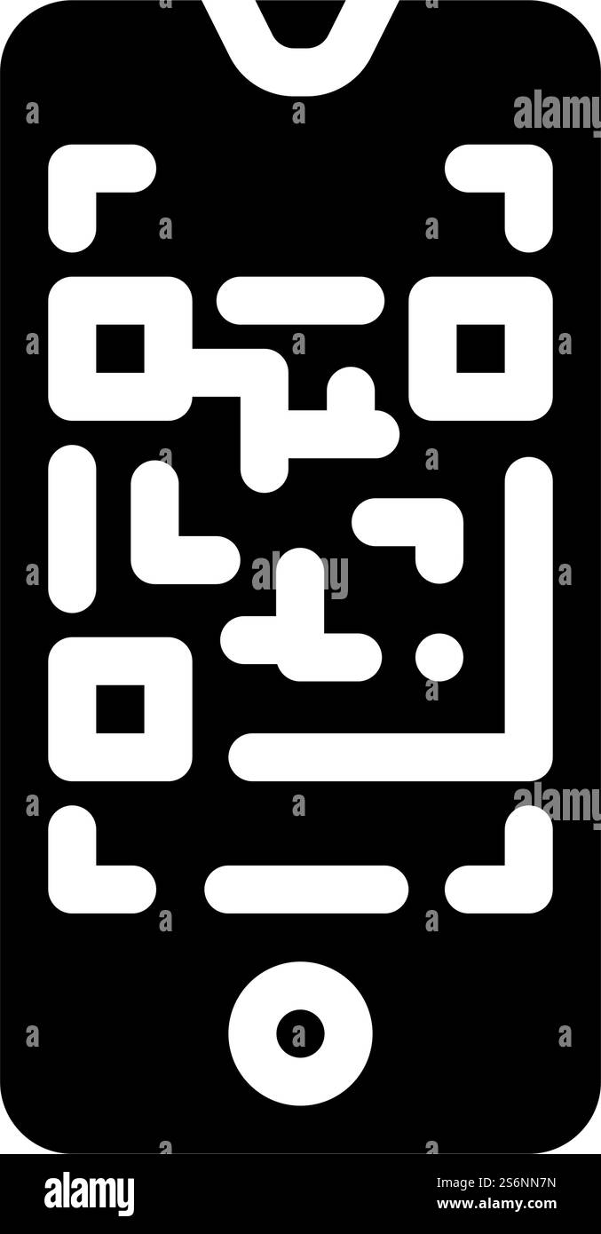 qr-Code Scanner Glyph Symbol Vektor. qr-Code-Scanner-Schild. Schwarze Abbildung des isolierten Kontursymbols. Abbildung des Symbols für das Symbol des qr-Code-Scanners Stock Vektor