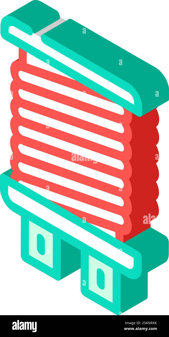 Elektromagnetischer isometrischer Symbolvektor der Spule. Elektromagnetisches Spulenzeichen. Isolierte Symboldarstellung. Elektromagnetische isometrische Symbolvektorgrafik der Spule Stock Vektor