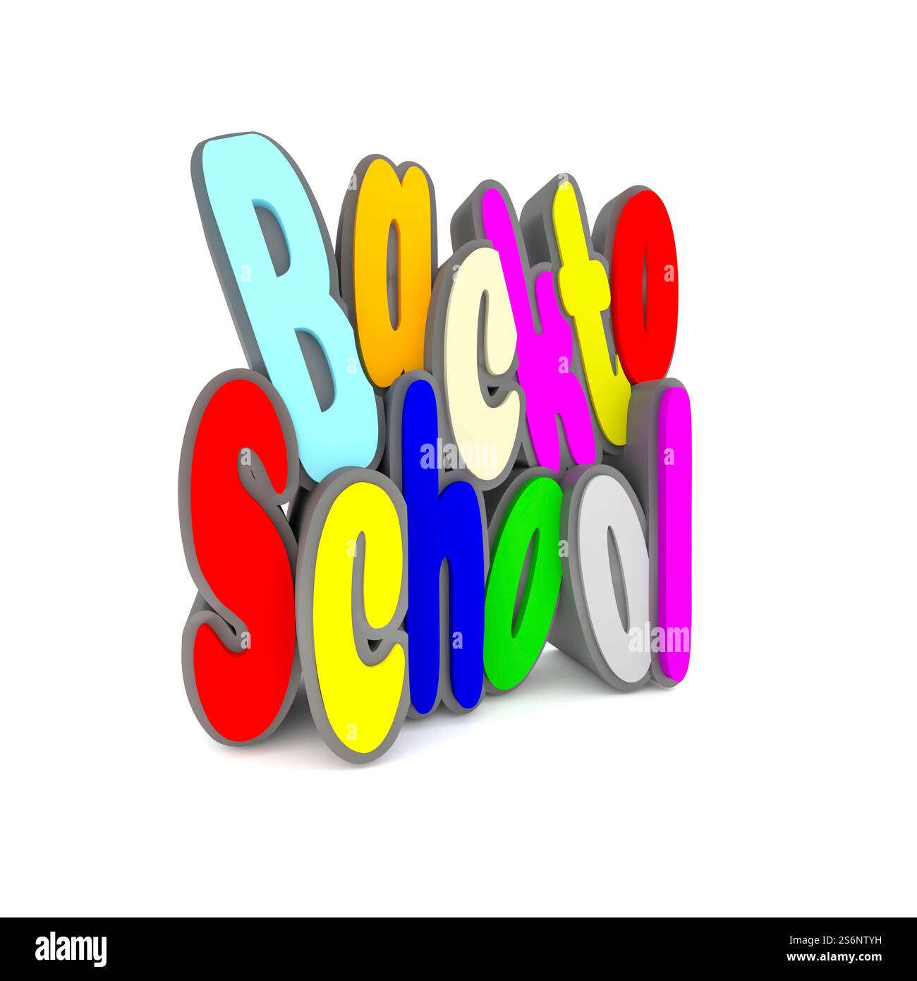 Worte wieder in die Schule auf einem weißen Hintergrund, 3D-Rendering Stockfoto Worte wieder in die Schule auf einem weißen Hintergrund, 3D-Rendering Stockfoto