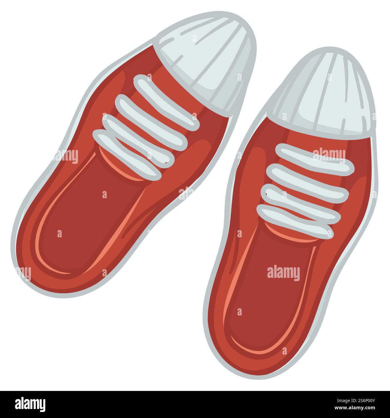 Modische Schuhe mit Schnürsenkel, trendige Retro-Kleidung und Accessoires für Outfits. Isolierte Sneakers mit minimalistischem Look. Shopping oder Marketing, Vorbereitung auf den Urlaub. Vektor in der Ebene. Trendige Damenschuhe, Turnschuhe mit Schnürsenkel Vektor Stock Vektor