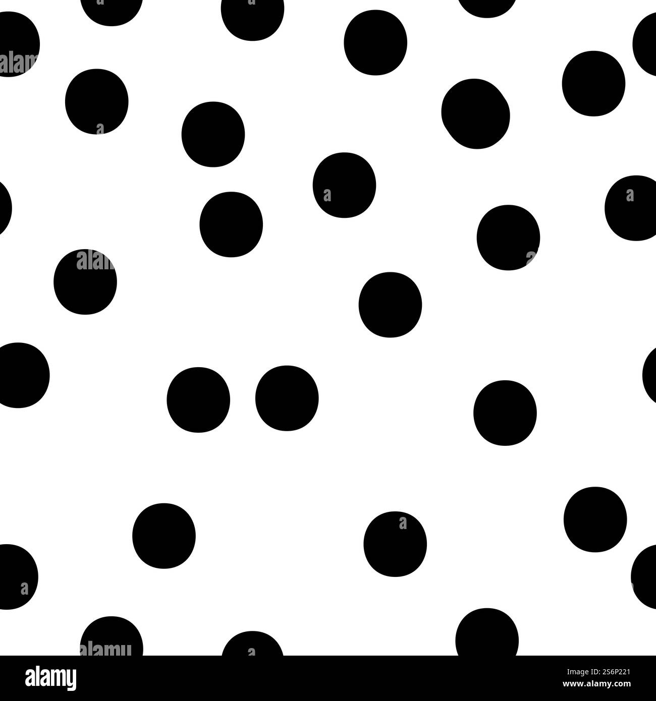 Abstrakte schwarze und weiße Polka Dot, nahtloses Muster. Geometrischer Hintergrund, Druck für Karten, Textilien oder Umhüllungen. Gepunktete Komposition mit chaotischen Punkten. Dekoration oder Verzierungen. Vektor in abgewickelter Form. Abstraktes, nahtloses Muster mit Punktmuster in Schwarz und weiß Stock Vektor