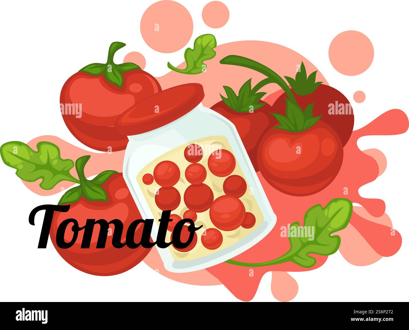 Gemüse mit eingelegten Tomaten im Glas, Gemüse für den Winter haltbar. Bio- und Naturkost, Menü für Vegetarier und Veganer. Beizen mit Marinade in Flaschenglas. Vektor in abgewickelter Form. Eingelegte Tomaten, eingelegtes Gemüse im Glas Stock Vektor