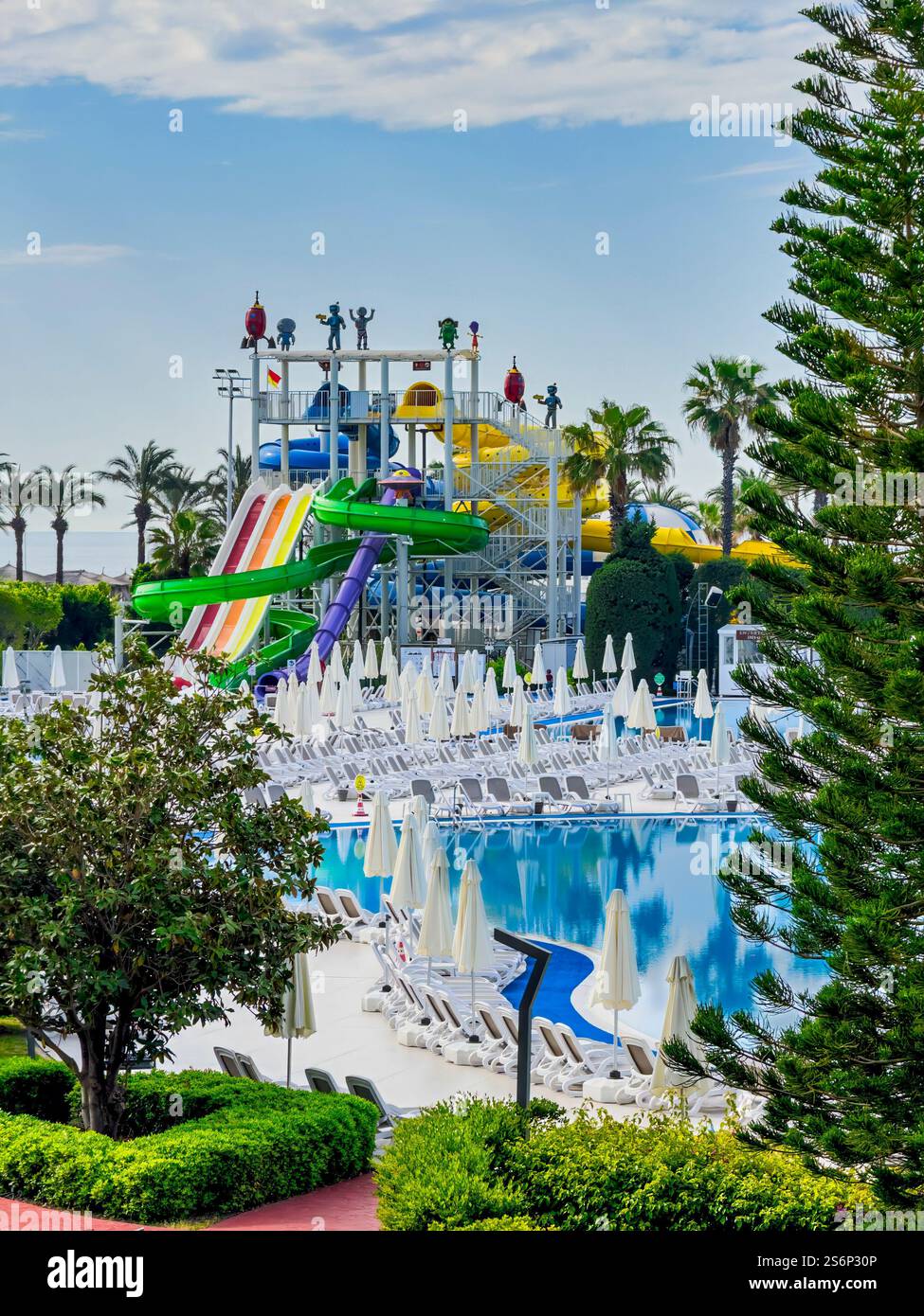 Abenteuerlicher Spaß im Miracle Hotel Aquapark, Türkische Riviera, Lara Beach, Antalya, Türkei Stockfoto