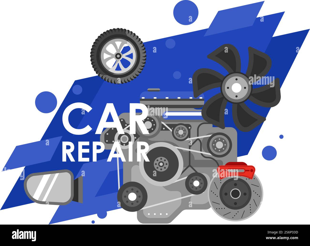 Autoreparatur und Autoreparatur, Station mit Spezialisten, die bei der Wartung und Behebung von Transportproblemen helfen. Professionelle Unterstützung, Diagnose und Analyse. Vektor in abgewickelter Darstellung. Autoreparatur-, Wartungs- und Reparaturzentrum für Auto Stock Vektor