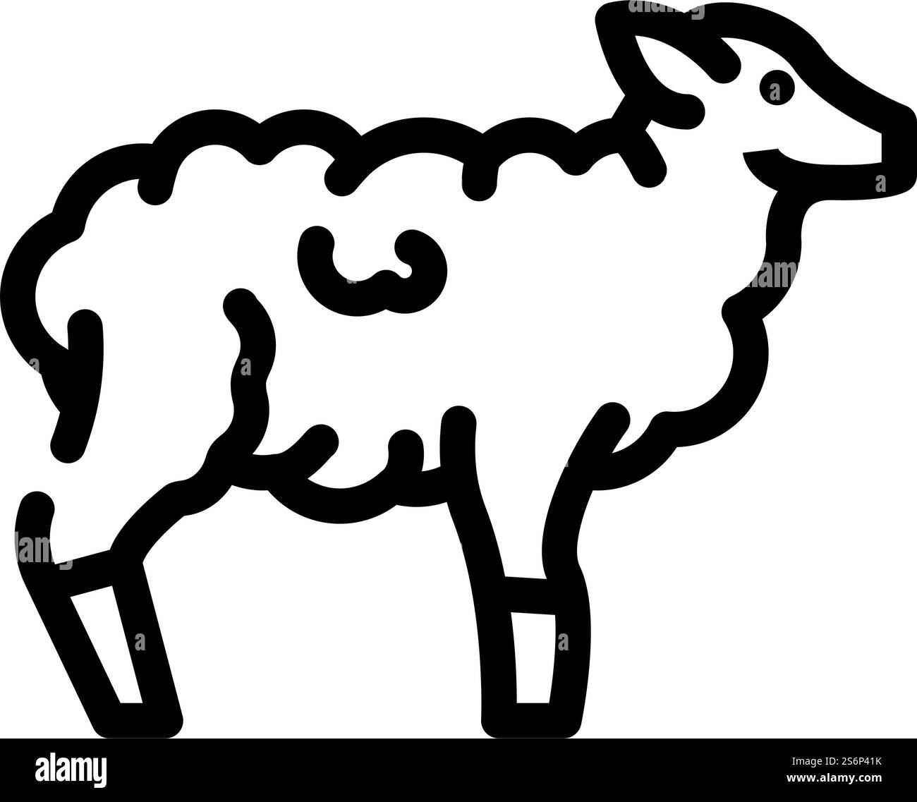 Tierlinie für Schafzucht Vektor. Tierzeichen für Schafzuchtbetriebe. Schwarze Abbildung des isolierten Kontursymbols. Schaffarm Tierlinie Symbol Vektor Illustration Stock Vektor