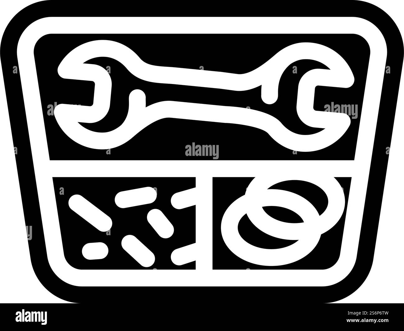 Diver Repair Kit Glyph Symbol Vektor. Schild für Taucherreparaturset. Schwarze Abbildung des isolierten Kontursymbols. Diver Repair Kit Glyph Symbol Vektor Illustration Stock Vektor