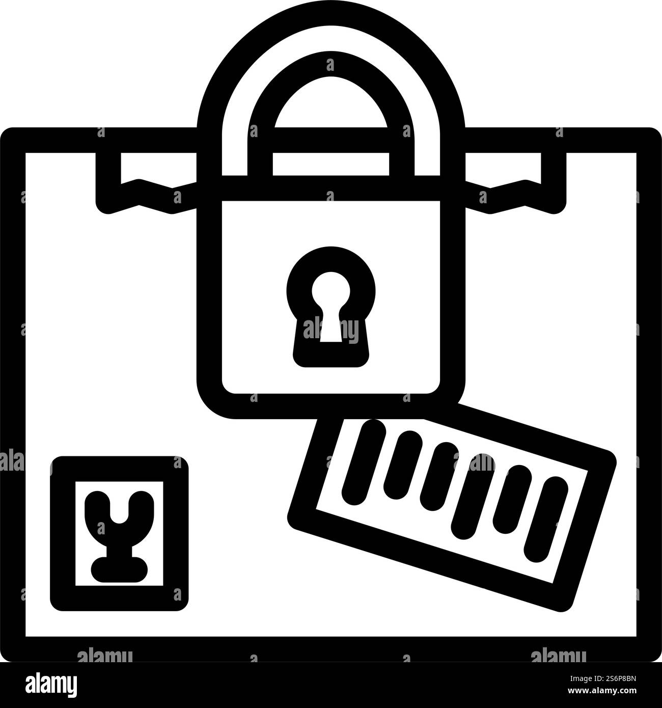 Symbolvektor für versiegelte Ladungslinie. Versiegeltes Frachtschild. Schwarze Abbildung des isolierten Kontursymbols. Vektorillustration für versiegelte Ladungslinien Stock Vektor