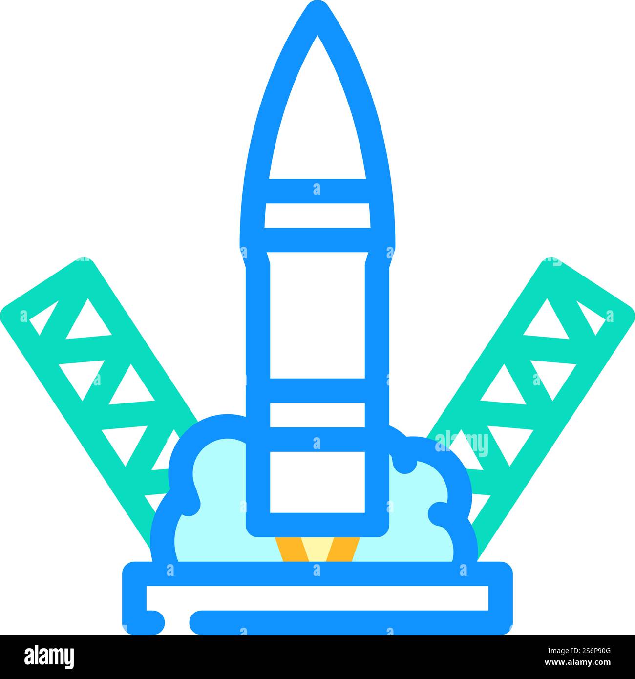 Farbsymbolvektor des Raketenstarts. Raketenstartschild. Isolierte Symboldarstellung. Raketenstart Farbe Symbol Vektor Illustration Stock Vektor