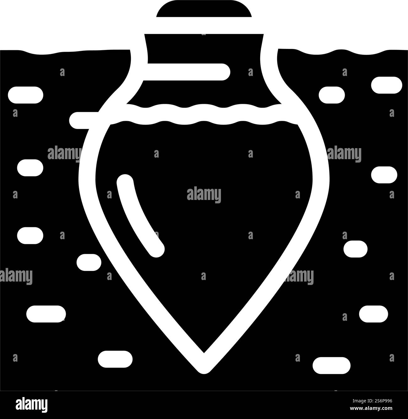 qvevri für Lagerung Wein Glyphe Symbol Vektor. qvevri für Lagerweinschild. Schwarze Abbildung des isolierten Kontursymbols. qvevri für Lagerung Wein Glyphe Symbol Vektor Illustration Stock Vektor